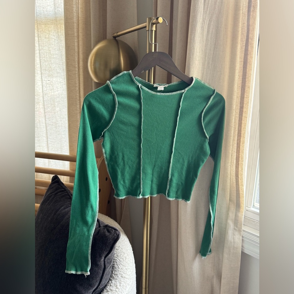 Full Tilt Green Long Sleeve Women's Blouse